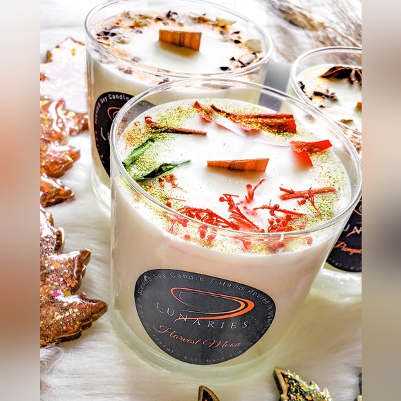 Apple Cinnamon Soy Wax Candle w/ Wood Wick and Botanicals - Picture 7 of 16